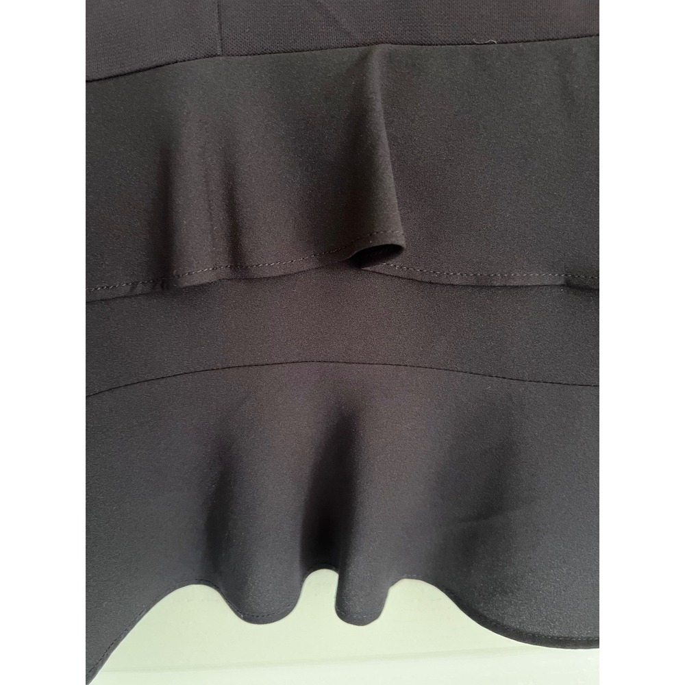 Ann Taylor Navy Blue Ruffle Peplum Blouse Short Sleeve XL Office Lagenlook Top - Picture 2 of 7